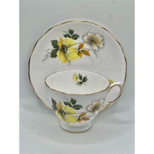 Royal Vale Cup and Saucer Yellow White Floral 8221 Ridgeway Potteries England